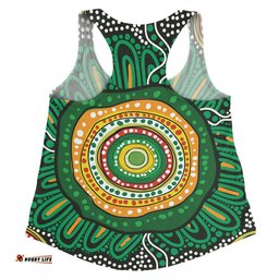 Amazing Aussie Australia Aboriginal Green Aboriginal Style Dot Painting Women Tank Top
