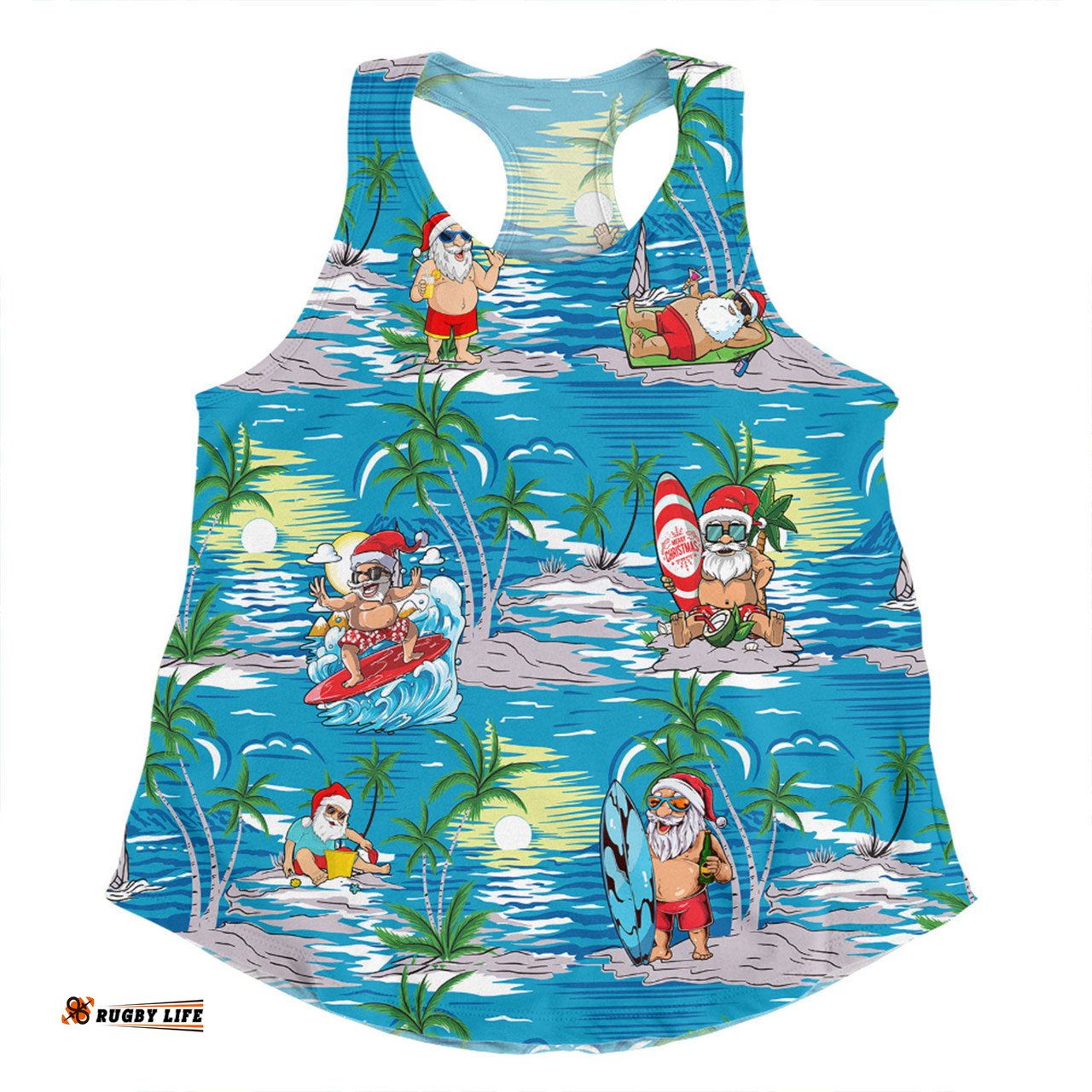 Amazing Aussie Australia Surfing Christmas Tropical Santa Surfing Funny Women Tank Top