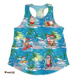 Amazing Aussie Australia Surfing Christmas Tropical Santa Surfing Funny Women Tank Top