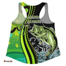 Amazing Aussie Australia Fishing Aboriginal Fishing Custom Rise And Shine A Bass Fish Jumps Out Of Water And Aboriginal Patterns Inspired Women Tank Top