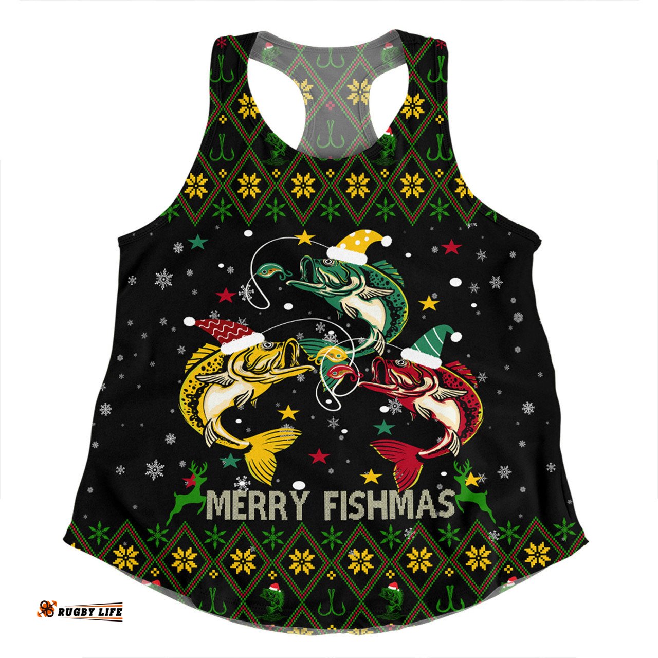 Amazing Aussie Australia Christmas Fishing Custom Merry Fishmas Fishing Ugly Christmas Women Tank Top