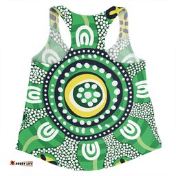 Amazing Aussie Australia Dot Painting Inspired Aboriginal Green Aboriginal Inspired Dot Art Women Tank Top