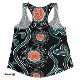 Amazing Aussie Australia Dot Painting Inspired Aboriginal Aboriginal Green Dot Patterns Art Painting Women Tank Top