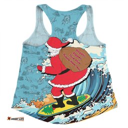 Amazing Aussie Australia Surfing Christmas Santa Happy Chrissie Tropical Pattern Women Tank Top