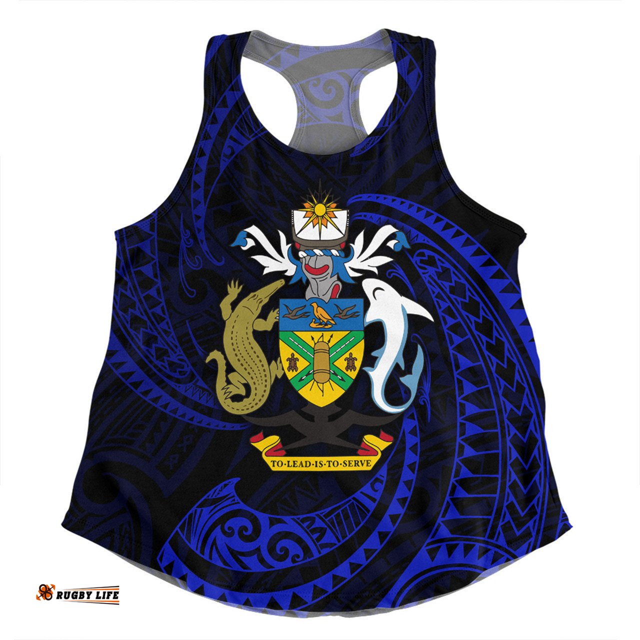 Amazing Aussie Australia South Sea Islanders Solomon Islands Blue Tribal Wave Pattern Women Tank Top