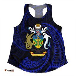 Amazing Aussie Australia South Sea Islanders Solomon Islands Blue Tribal Wave Pattern Women Tank Top