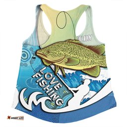 Amazing Aussie Australia Fishing Aboriginal Fishing Custom Love Fishing Murray Cod In Aboriginal Art Patterns Women Tank Top