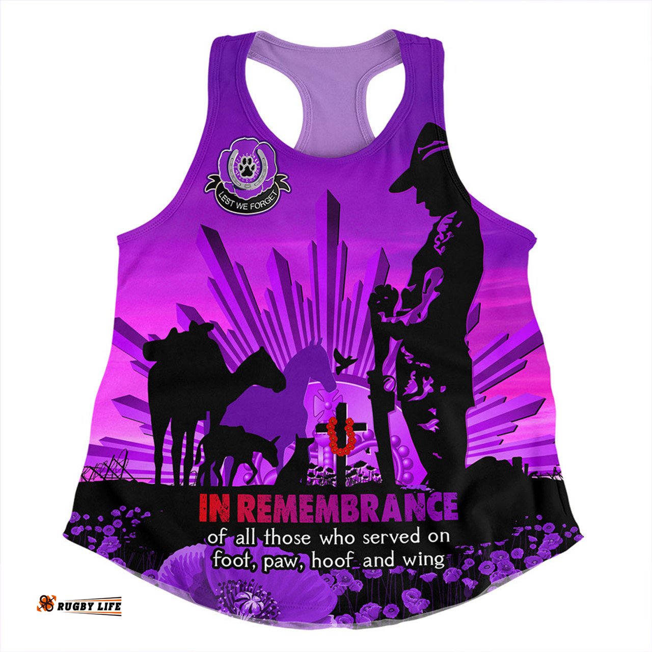 Amazing Aussie Australia Anzac Day Animal Companions Forever Remembered Women Tank Top