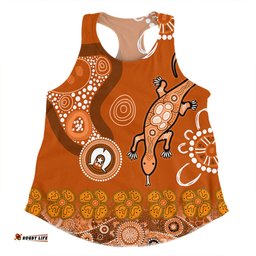 Amazing Aussie Australia Goanna Aboriginal Indigenous Dot Goanna (Orange) Women Tank Top