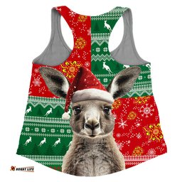Amazing Aussie Australia Aboriginal Dot With Kangaroo Santa Hat Designs Women Tank Top