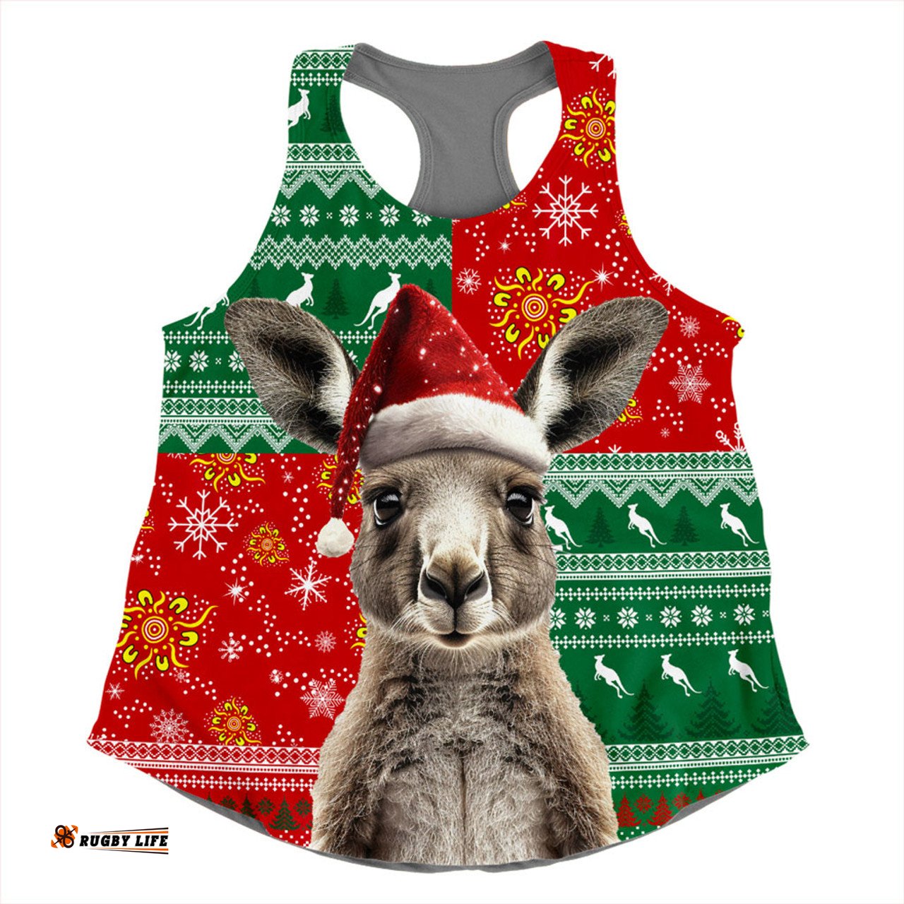 Amazing Aussie Australia Aboriginal Dot With Kangaroo Santa Hat Designs Women Tank Top