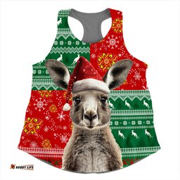 Amazing Aussie Australia Aboriginal Dot With Kangaroo Santa Hat Designs Women Tank Top
