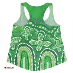 Amazing Aussie Australia Aboriginal Dot painting illustration in Aboriginal style Green Women Tank Top