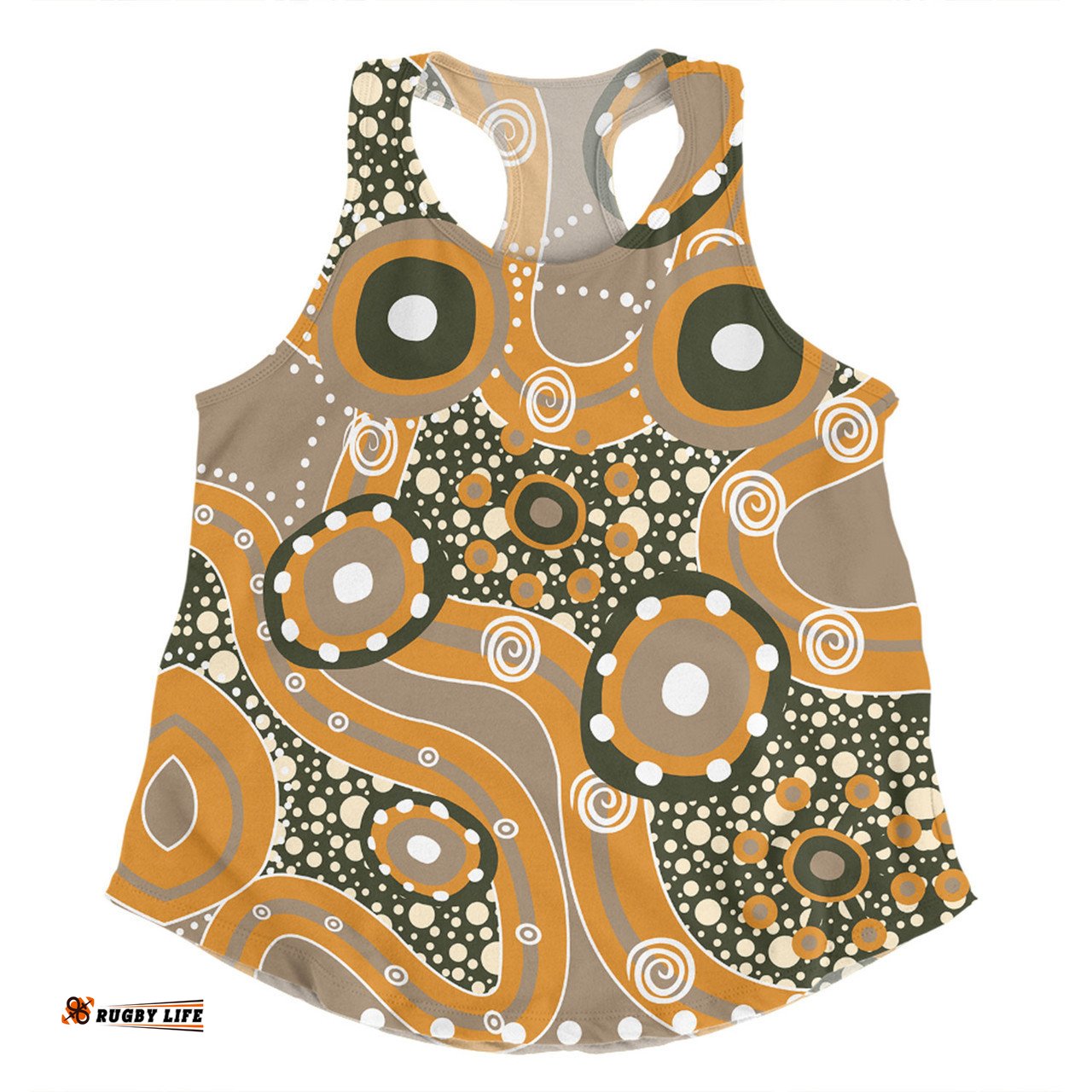 Amazing Aussie Australia Aboriginal Orange Aboriginal Dot Art Inspired Women Tank Top