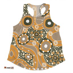Amazing Aussie Australia Aboriginal Orange Aboriginal Dot Art Inspired Women Tank Top