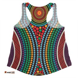Amazing Aussie Australia Dot Painting Inspired Aboriginal Dot Color In The Aboriginal Style Women Tank Top
