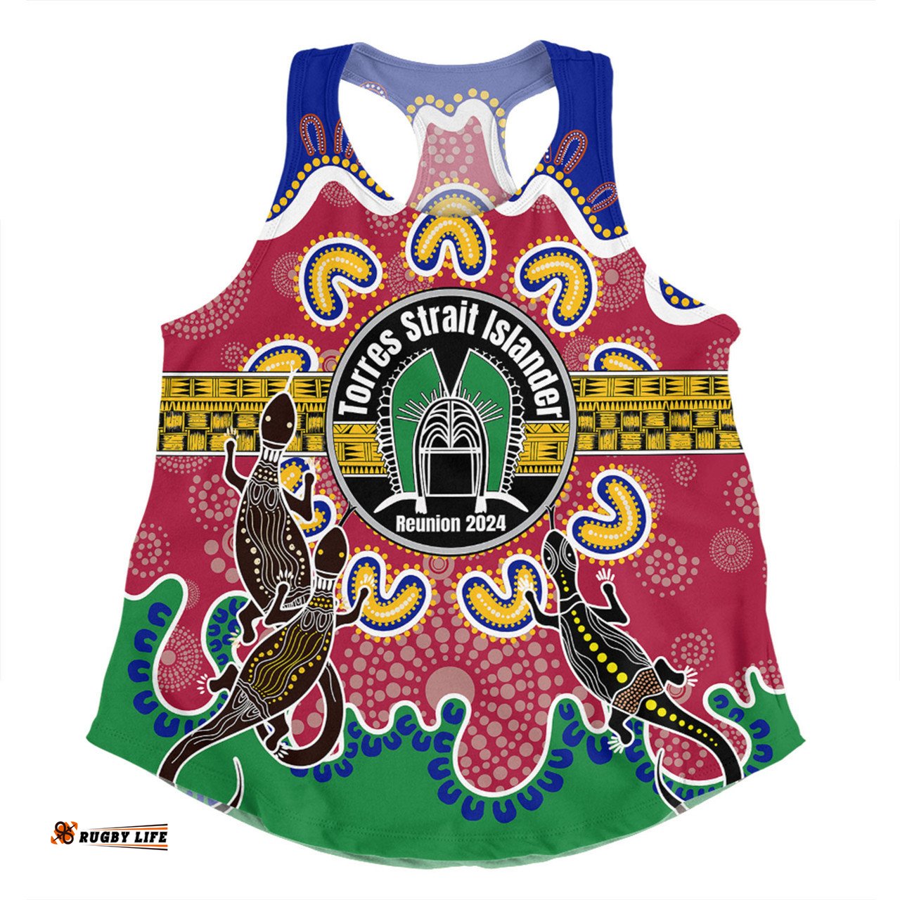 Amazing Aussie Australia Torres Strait Islands Custom Torres Strait Islanders Dhari With Goannas And Dot Art Reunion Women Tank Top