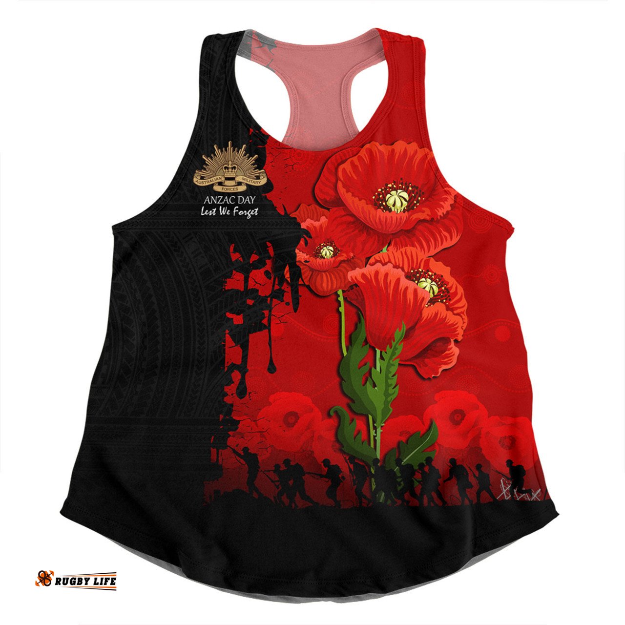 Amazing Aussie Australia Anzac Day Custom Australian And New Zealand Warriorsers In Flanders Fields Poppy Flowers Women Tank Top