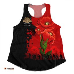 Amazing Aussie Australia Anzac Day Custom Australian And New Zealand Warriorsers In Flanders Fields Poppy Flowers Women Tank Top