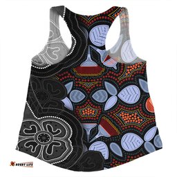 Amazing Aussie Australia Aboriginal Eucalyptus Seamless Pattern In Aboriginal Dot Art Women Tank Top