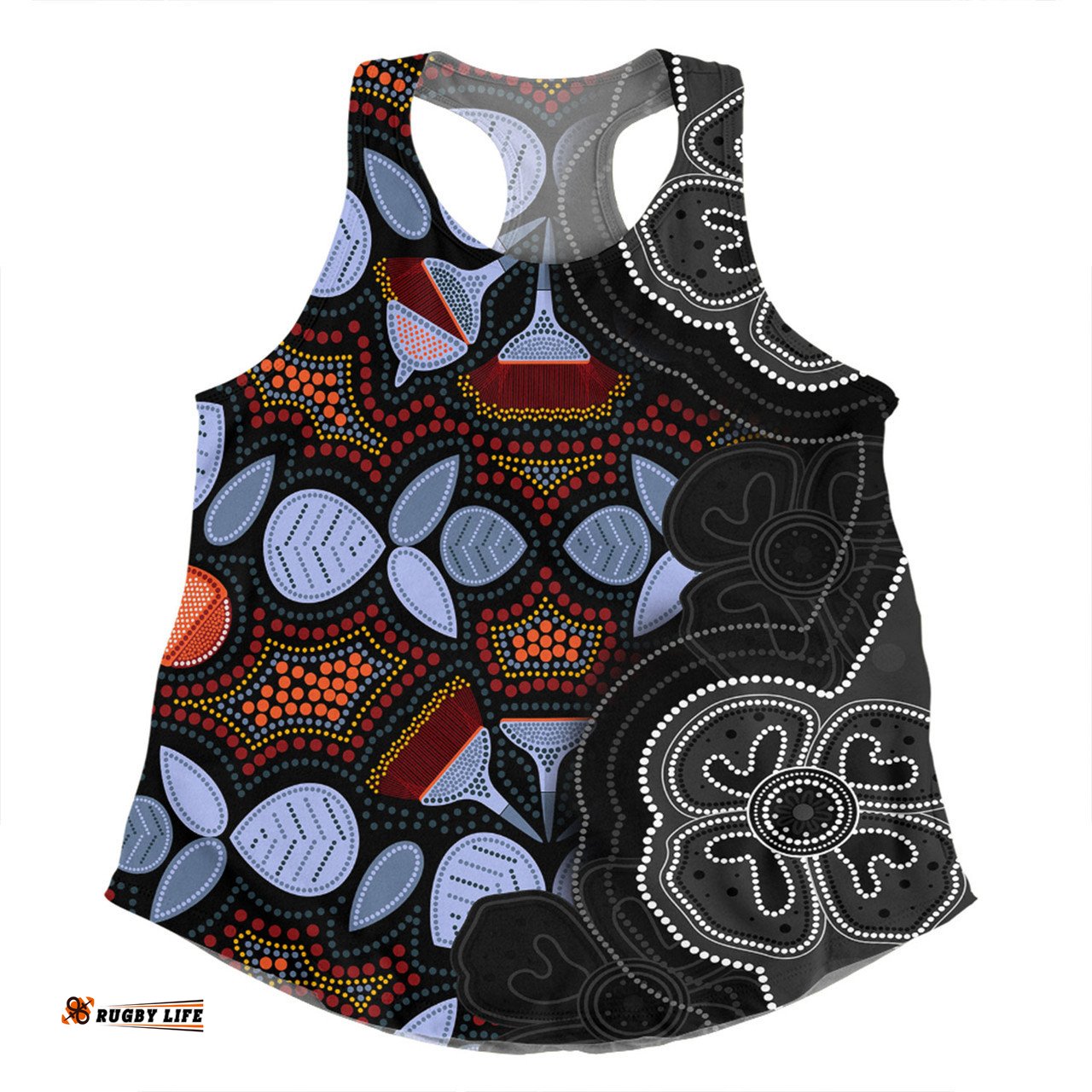 Amazing Aussie Australia Aboriginal Eucalyptus Seamless Pattern In Aboriginal Dot Art Women Tank Top