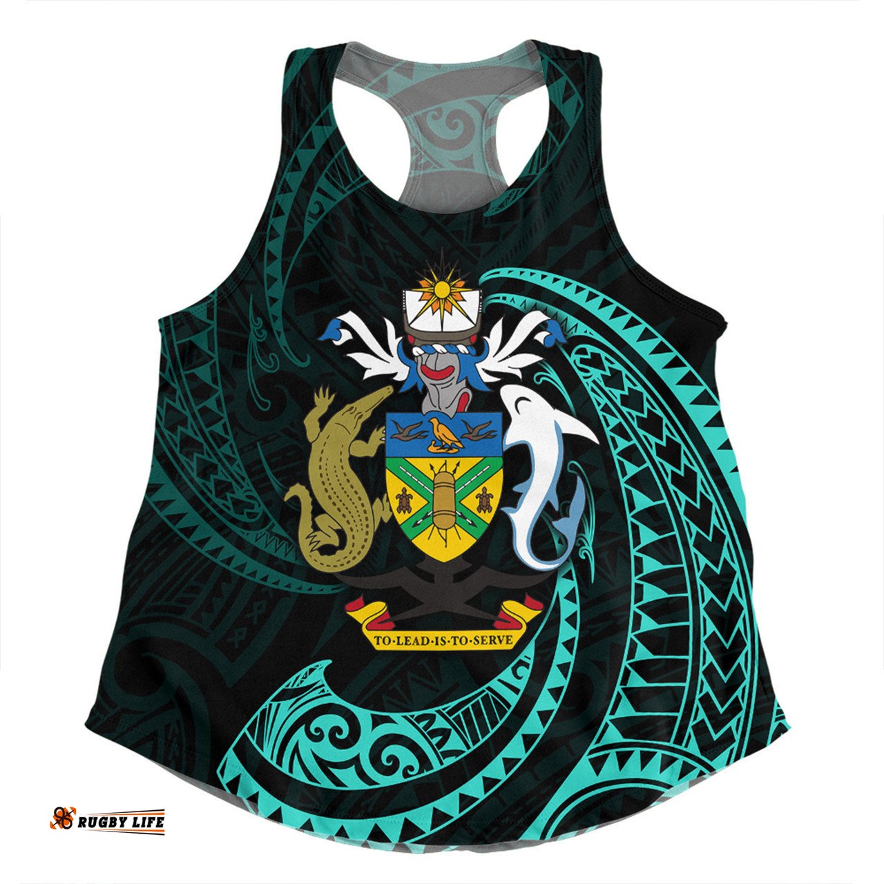Amazing Aussie Australia South Sea Islanders Solomon Islands Turquoise Tribal Wave Pattern Women Tank Top