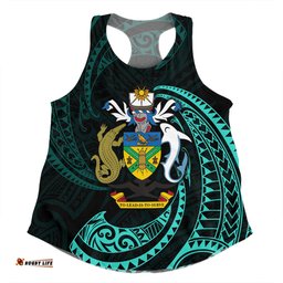 Amazing Aussie Australia South Sea Islanders Solomon Islands Turquoise Tribal Wave Pattern Women Tank Top