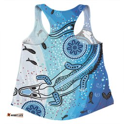 Amazing Aussie Australia Dot Painting Inspired Aboriginal Aboriginal Dot Art With Crocodile Women Tank Top