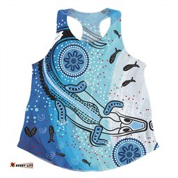 Amazing Aussie Australia Dot Painting Inspired Aboriginal Aboriginal Dot Art With Crocodile Women Tank Top