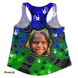 Amazing Aussie Australia Torres Strait Islands Custom Aboriginal Dot Art Indigenous Handprints Personalised Photo Women Tank Top