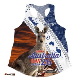 Amazing Aussie Australia Australia Day Custom Kangaroo Happy Australia Day Aboriginal Pattern Women Tank Top