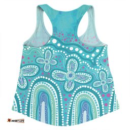 Amazing Aussie Australia Aboriginal Dot painting illustration in Aboriginal style Turquoise Women Tank Top
