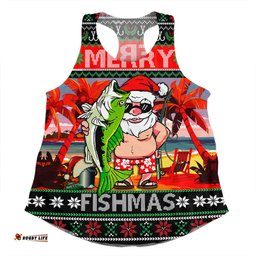 Amazing Aussie Australia Christmas Fishing Merrry Fishmas Angler Santa Claus Women Tank Top