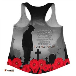 Amazing Aussie Australia Anzac Day Custom Remembrance Day Soldier In A Red Poppies Field Women Tank Top