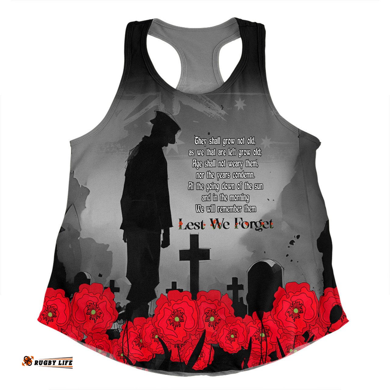 Amazing Aussie Australia Anzac Day Custom Remembrance Day Soldier In A Red Poppies Field Women Tank Top