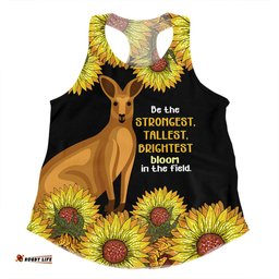 Amazing Aussie Australia Kangaroo Aboriginal Custom Aboriginal Sunflowers With Kangaroo Be The Strongest Dot Painting Art Women Tank Top