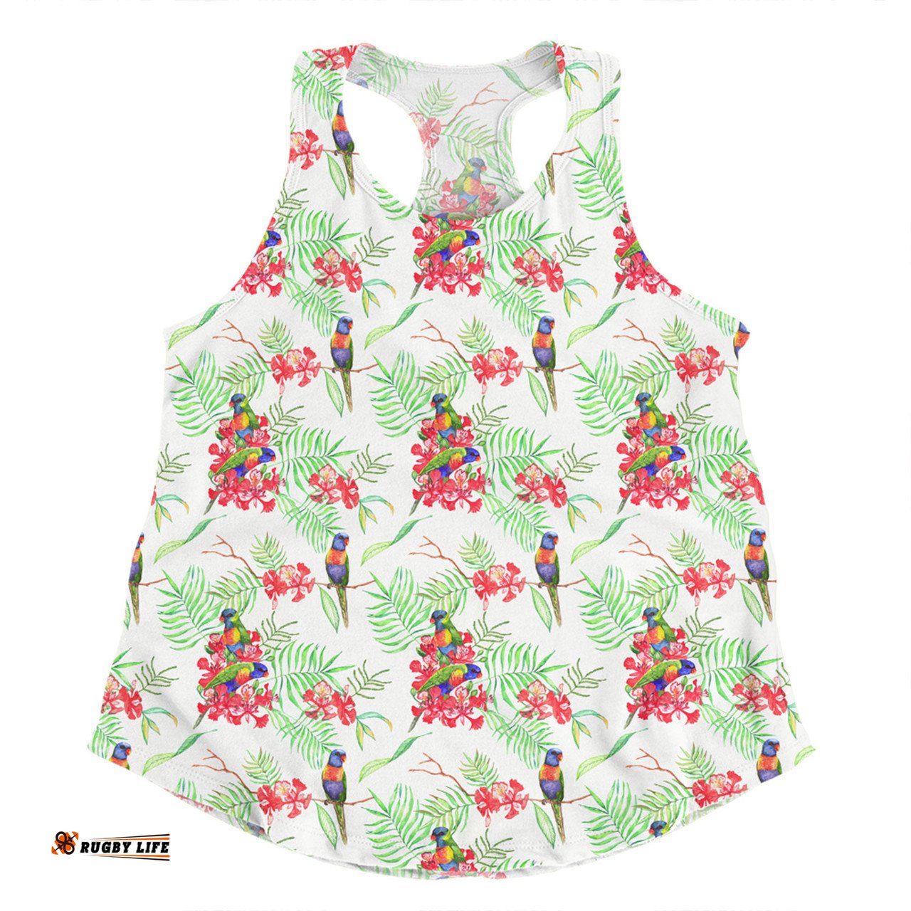 Amazing Aussie Australia Rainbow Lorikeets Rainbow Lorikeets Colorful Tropical Exotic Flowers Women Tank Top