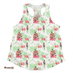 Amazing Aussie Australia Rainbow Lorikeets Rainbow Lorikeets Colorful Tropical Exotic Flowers Women Tank Top