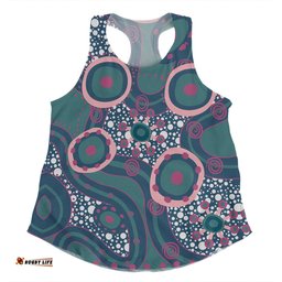 Amazing Aussie Australia Aboriginal Green Aboriginal Dot Art Inspired Women Tank Top