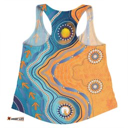 Amazing Aussie Australia Aboriginal Indigenous Beach Dot Painting Art Women Tank Top
