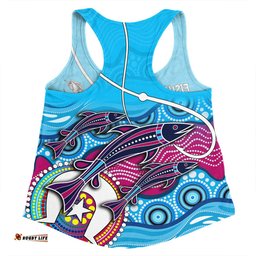 Amazing Aussie Australia Fishing Aboriginal Fishing Custom Fishaholic With The Dhari Symbol And Aboriginal Pattern Women Tank Top