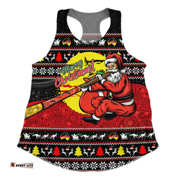 Amazing Aussie Australia Aboriginal Didgeridoo Santa Christmas Women Tank Top