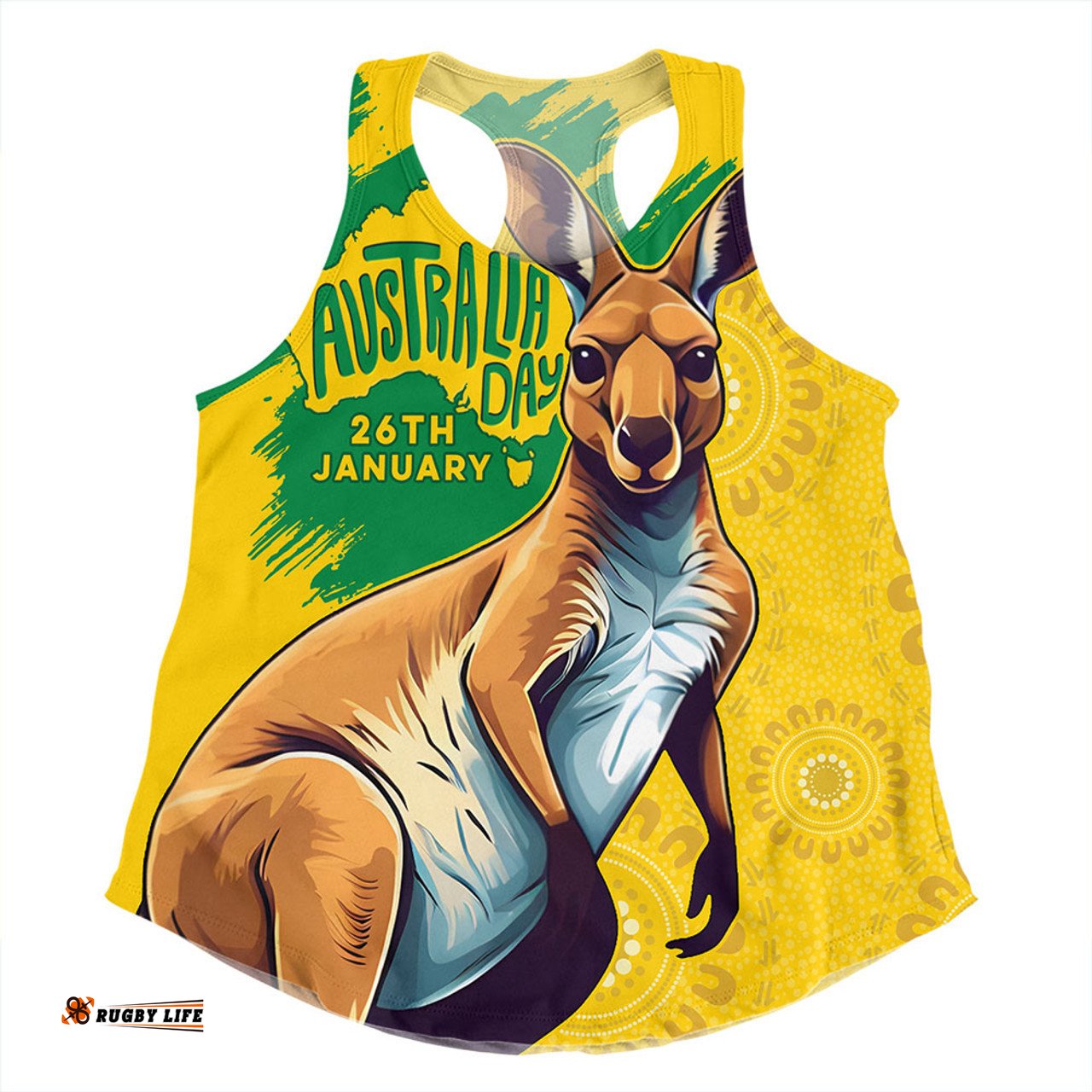 Amazing Aussie Australia Australia Day Kangaroo Art With Aboriginal Pattern Inspired Women Tank Top