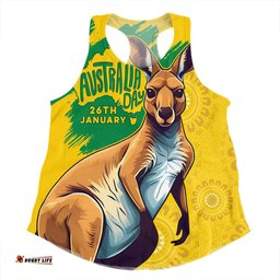Amazing Aussie Australia Australia Day Kangaroo Art With Aboriginal Pattern Inspired Women Tank Top
