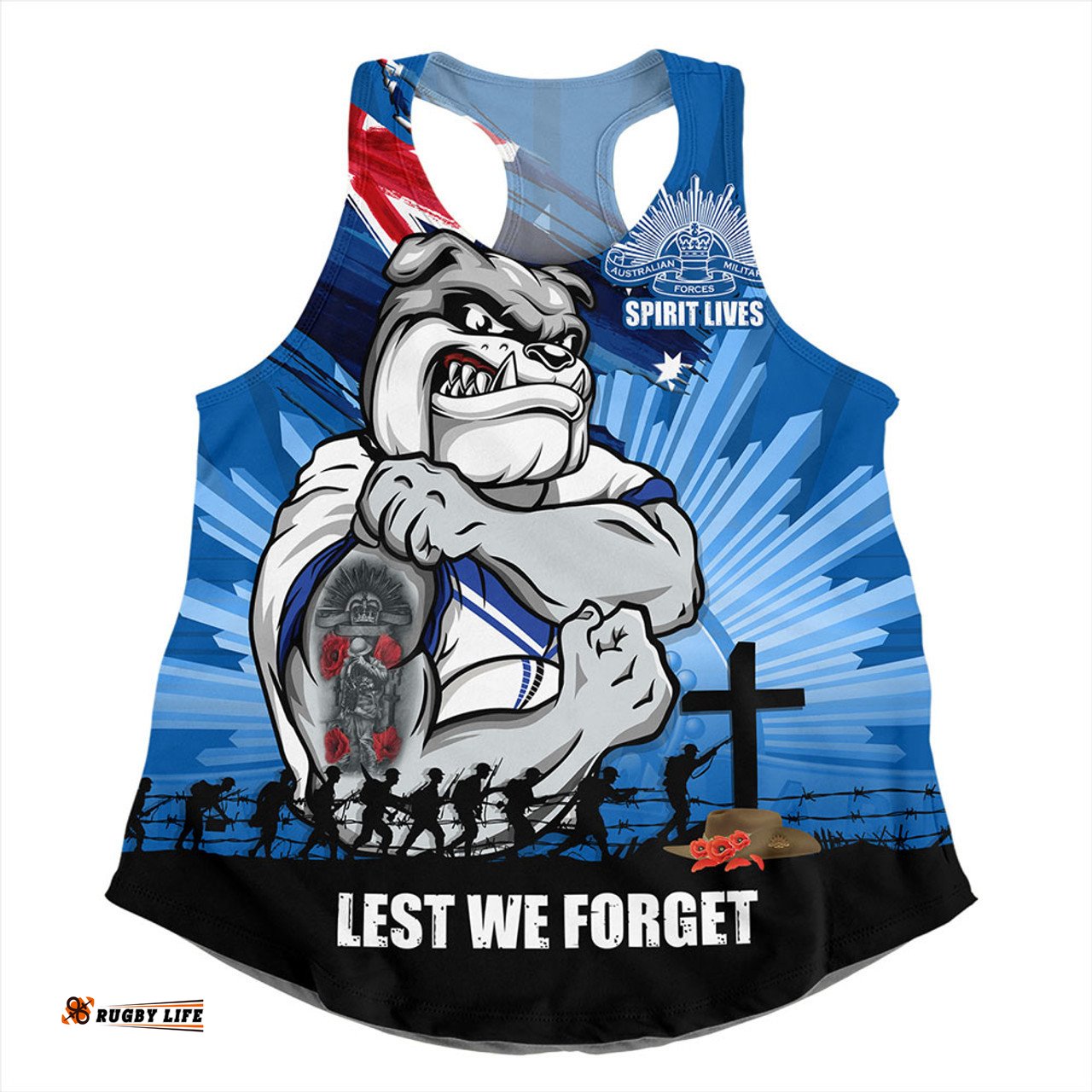Amazing Aussie Canterbury Bankstown Bulldogs Fearless ANZAC Defender Women Tank Top