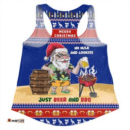 Amazing Aussie Australia Merry Christmas, Grilling Santa With Barbecue And Beer  Women Tank Top