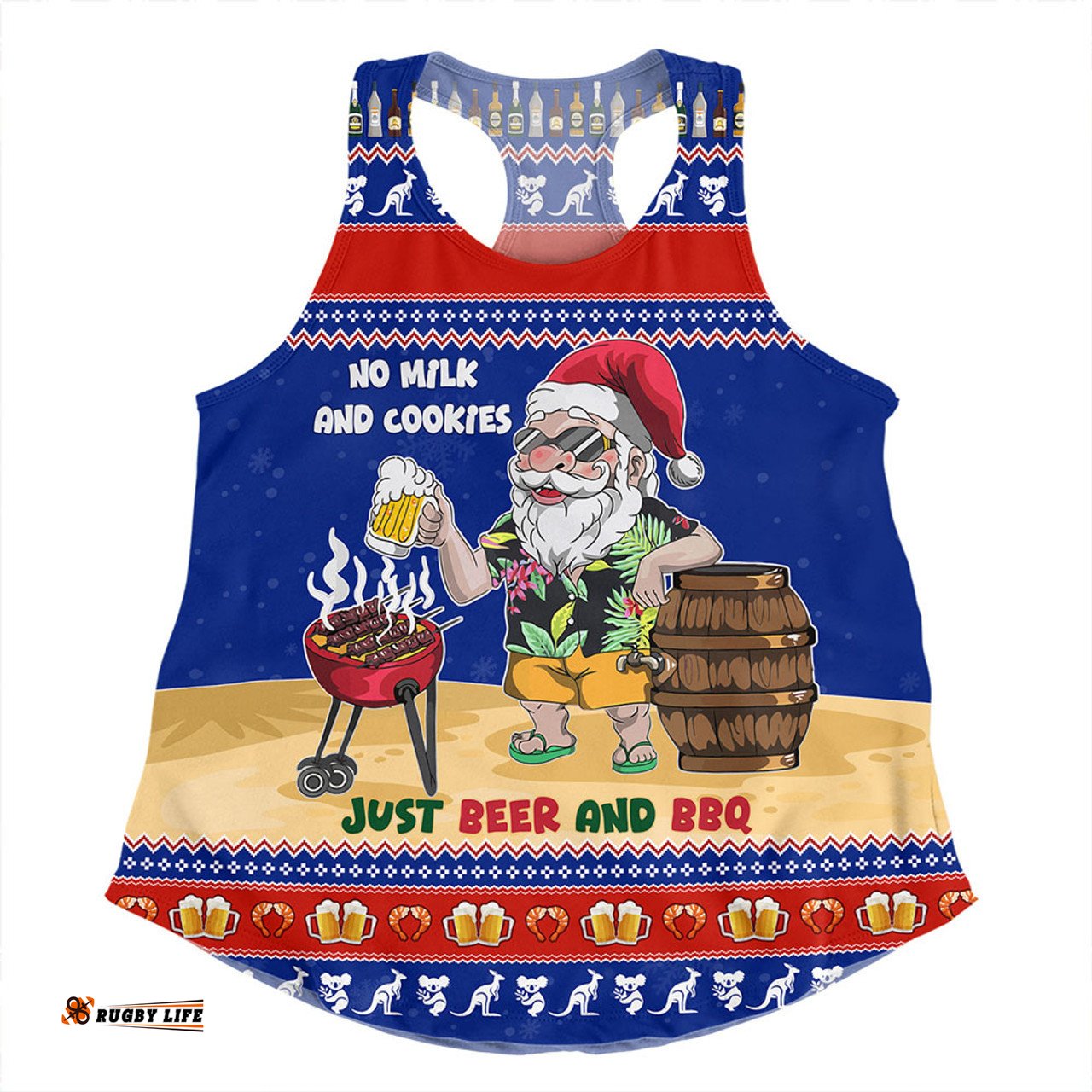 Amazing Aussie Australia Merry Christmas, Grilling Santa With Barbecue And Beer  Women Tank Top