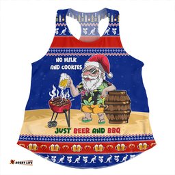 Amazing Aussie Australia Merry Christmas, Grilling Santa With Barbecue And Beer  Women Tank Top