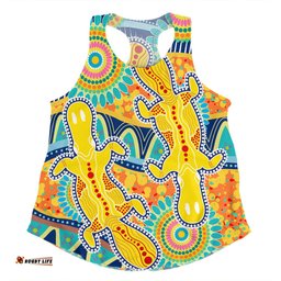 Amazing Aussie Australia Platypus Aboriginal Yellow Platypus With Aboriginal Art Dot Painting Patterns Inspired Women Tank Top