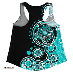 Amazing Aussie Australia Indigenous Turtle Aboriginal Dot Art Turquoise Women Tank Top